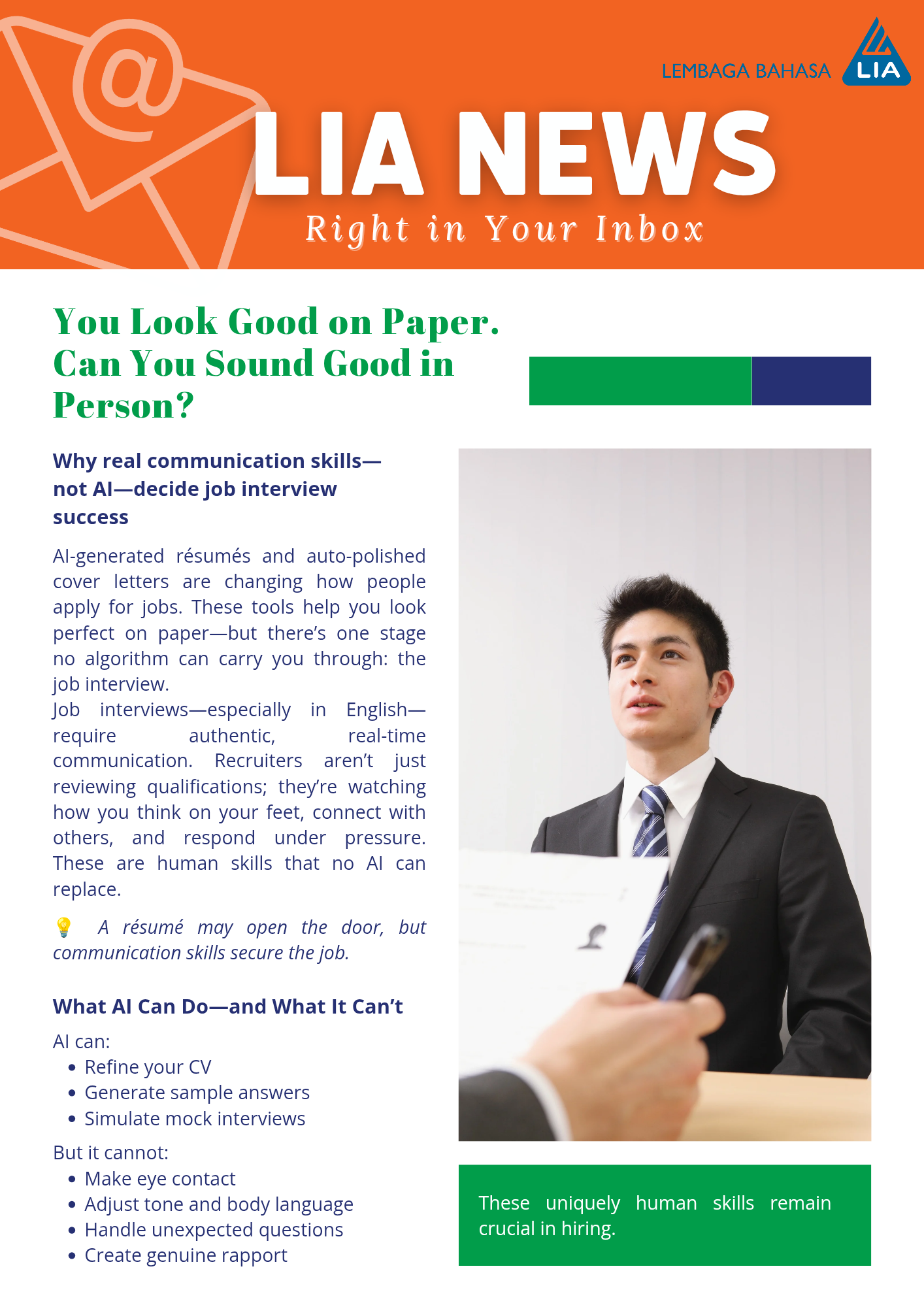 You Look Good on Paper. Can You Sound Good in Person?