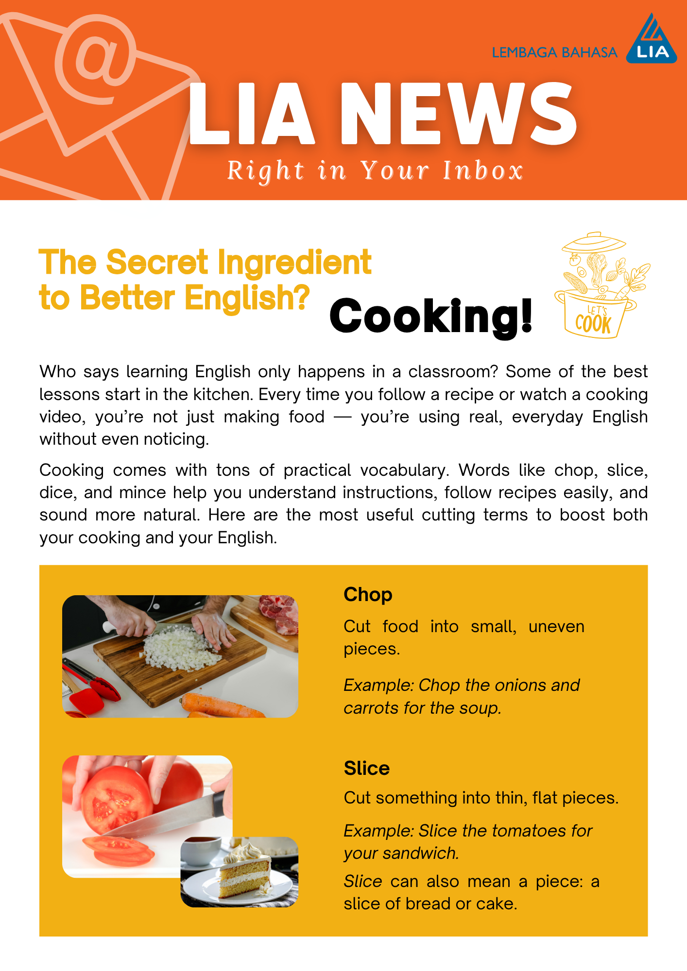The secret ingredient to better English is cooking — kitchen verbs.